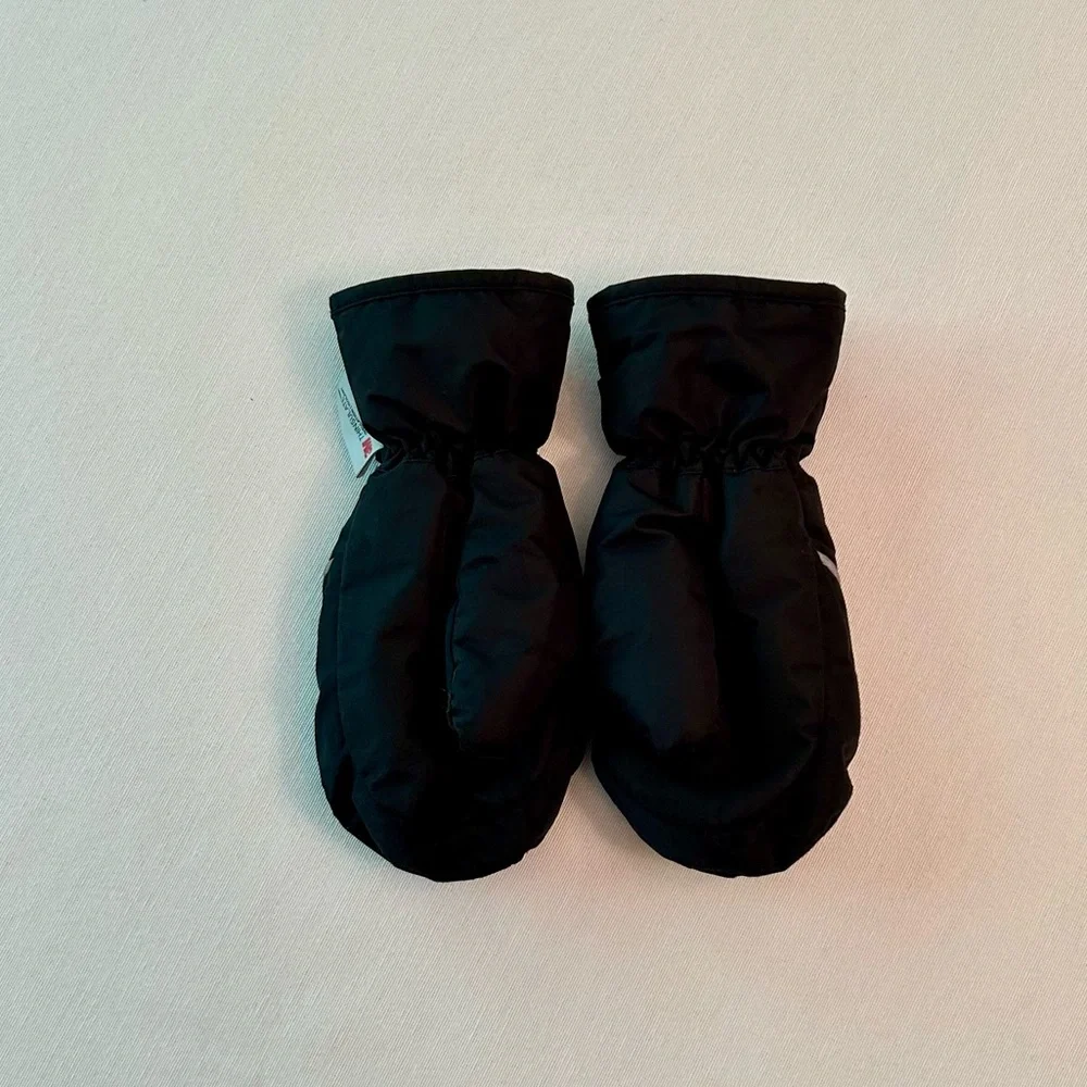 H&M 3T Black Faux Fur Fleece Winter Trapper Hat & Black 3M Thinsulate Mittens